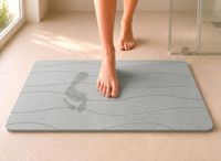 edihome, Diatomiet badmat, 40 x 60 cm, steentapijt, sneldrogend, antislip, met strik, robuust, absorberend, schimmelvrij, voor douche en badkamer (Lichtgrijs)