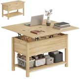 HOMCOM Salontafel MDF Natuurlijk hout 100x90x63,5cm