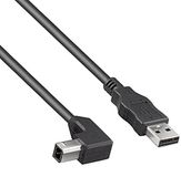 PremiumCord USB 2.0 High Speed kabel M/M 3 m, A-stekker naar B gebogen stekker 90°