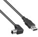 PremiumCord USB 2.0 High Speed kabel M/M 3 m, A-stekker naar B gebogen stekker 90°