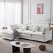 OKWISH Canapé d'angle 3 places avec méridienne et pouf - Beige