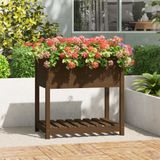 vidaXL Plantenbak met schap 82,5x54x81 cm grenenhout honingbruin