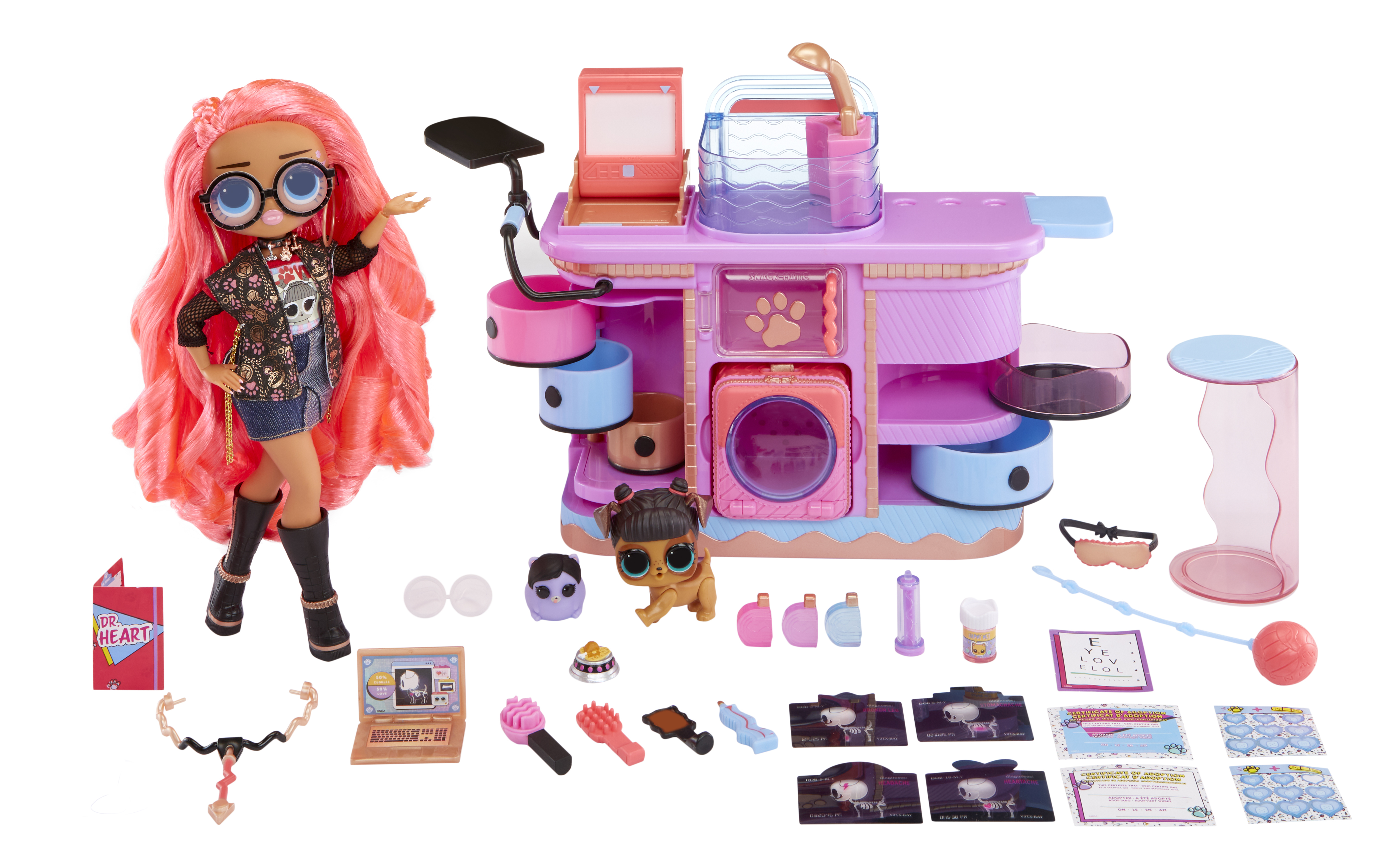 MGA Entertainment O.M.G. Rescue Vet Set™ met 45+ verrassingen waaronder 2 nieuwe diertjes en een exclusieve modepop - Een geweldig cadeau voor kids van 4+