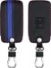 kwmobile hoesje voor autosleutel geschikt voor Renault 4-knops Smartkey autosleutel (alleen Keyless Go) - Hoesje van imitatieleer in blauw / zwart - Rallystrepen design