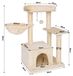 Poteau griffoir chat - 85 cm - Sisal et peluche - Beige - Avec niche et balle en peluche