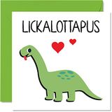 Grappige Lickalottapus Grappige Gay Valentijnskaart voor vriendin - Dinosaurus - Valentijn lesbische cadeaus voor vriendin, schattige LGBT homo vriendin geschenken lesbische verjaardagskaart, 145mm x 145mm wenskaarten