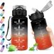 KollyKolla Drinkfles voor kinderen, 500 ml, sportwaterfles met motiverende tijdweergave, drinkfles met rietje, 1-klik-open, waterfles voor kinderen, school, fiets, sportschool