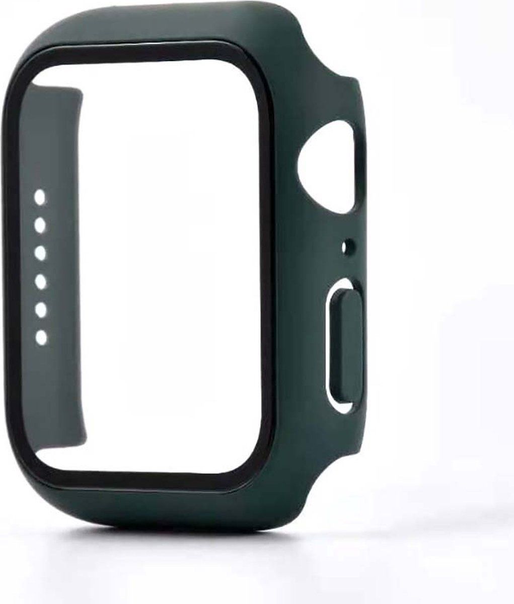 Smartphonica Hoesje met glazen screenprotector voor Apple Watch 42mm - Zwart