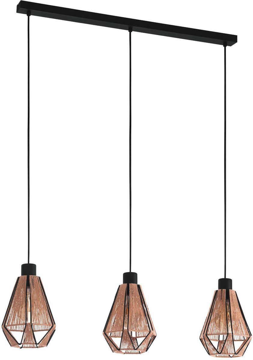 EGLO Adwickle Hanglamp - E27 - Zwart/Natuur - 87 cm - Staal
