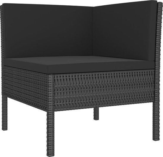 vidaXL 11-delige Loungeset met kussens poly rattan zwart