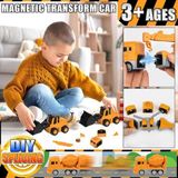 Jouet de construction magnétique transformable en voiture – 35 pièces de jouets de construction magnétiques pour enfants – 1 à 3 ans. Jouet robot transformable en forme de voiture – Les enfants jouent avec des véhicules de construction, idéal pour l'extérieur