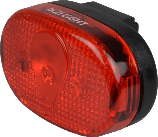 Ikzi Light Ovaal Achterlicht Fiets - 3xLED - Rood - Batterij - Zadelpenmontage