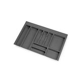 Emuca - Bestekorganizer, keukenlade-organizer, bestekbak 736 x 482 mm, 9 vakken, module 80 cm, kunststof, antracietgrijs