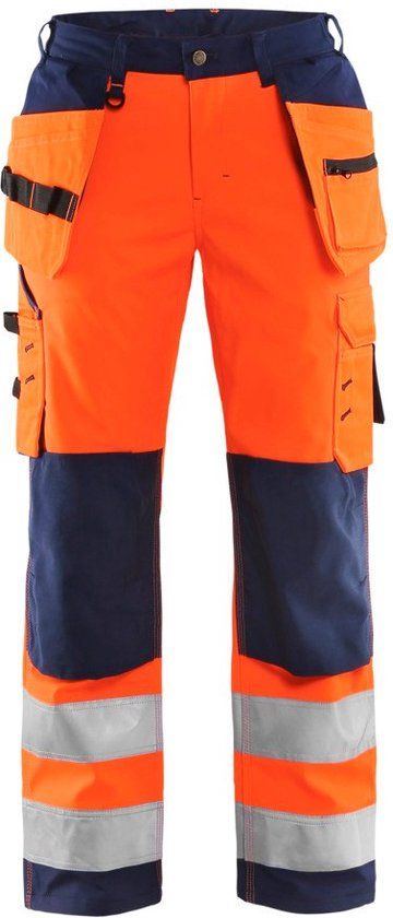 Blåkläder Dames Softshell werkbroek High Vis 7167-2517 - High Vis Oranje/Marineblauw - C46