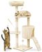 vounot Krabpaal, hoogte 112 cm, meerdere niveaus, klimboom met krabpalen voor katten, activiteitencentrum met klimnis en platforms, beige