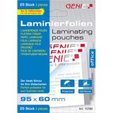 Genie 10784 lamineerfolie (transparant, 100 micron voor visitekaartjes-formaten, geschikt voor alle warmte-lamineerapparaten, 95 x 60 mm) 25 stuks