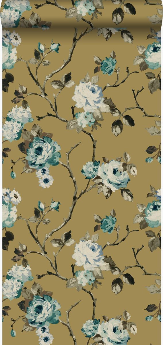 Origin Wallcoverings behang bloemen okergeel - 347428 - 53 cm x 10,05 m