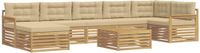 vidaXL Bank loungeset 7 zitplaatsen Acacia hout Wit en Beige