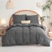 TRANKIELO® Housse de couette 200 x 200 cm avec 2 taies d'oreiller - Microfibre, gris foncé