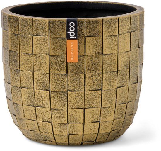 Capi Europe Bloempot bol Blocks 14x13 cm Goud Kunststof