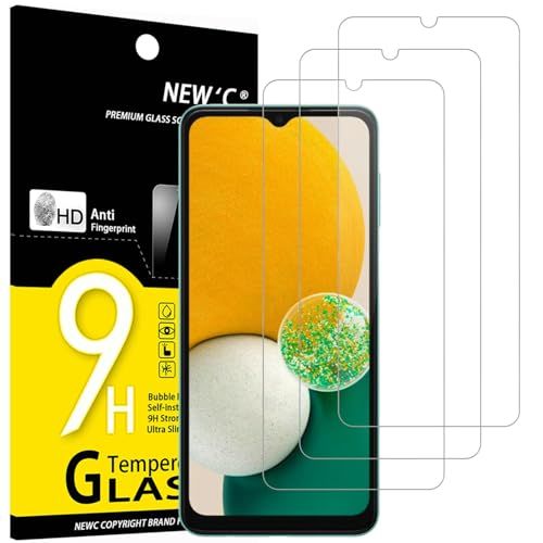 NEW'C 3 Stuks, Screen Protector voor Samsung Galaxy A13 4G / Galaxy A13 5G, Gehard Glass Schermbeschermer Film 0.33 mm ultra transparant, ultra resistent