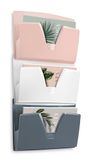 CEP Set van 3 wandmanden poederroze wit grijs display opslag kantoor documenten formaat 24 x 32 cm map organizer