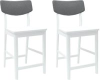 vidaXL Eetstoelen 2 stuks Massief Rubberhout Wit 48 x 49 x 95 cm