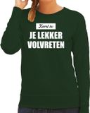 Bellatio Decorations Shoppartners Bv Kerst is: je lekker volvreten Kerst sweater / foute Kersttrui groen voor dames - Kerstkleding / Christmas outfit M