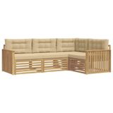 vidaXL Buiten bankenset 4 st Wit en Beige Polyester