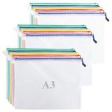 ASelected Documententas, A3, mesh, documentenvakken, ritsvak voor documenten, reizen, make-uptas, 5 kleuren, 15 stuks