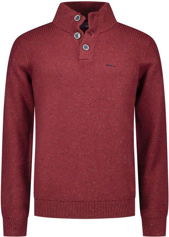 New Zealand Auckland NZA - Rode half button trui - L - Mannen - Cherry red melange