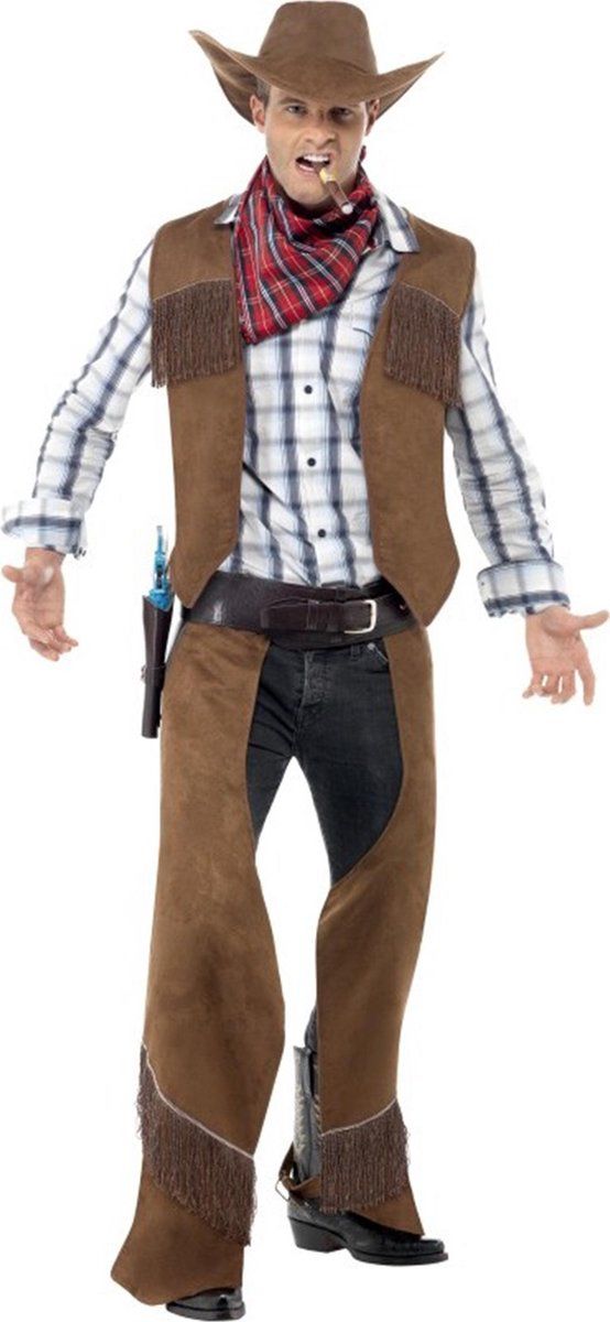 Vegaoo Cowboy-kostuum met franjes, bruin, medium