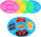Bol Set van 4 assiettes à collation, assiettes à collation avec compartiments, 5 compartiments, plateau à collation réutilisable en plastique, bol à collation rond pour fruits, noix, bonbons, fruits secs