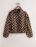 Next Dames Lichtgewicht bomberoverhemd met trechterkraag Chocoladebruin/Ecru Polka Dot