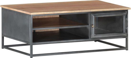 vidaXL Salontafel 90x50x35 cm massief acaciahout grijs