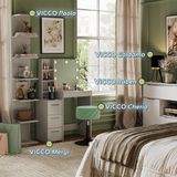 Vicco Kaptafel Meryl Wit 80 cm avec miroir et guirlande lumineuse LED