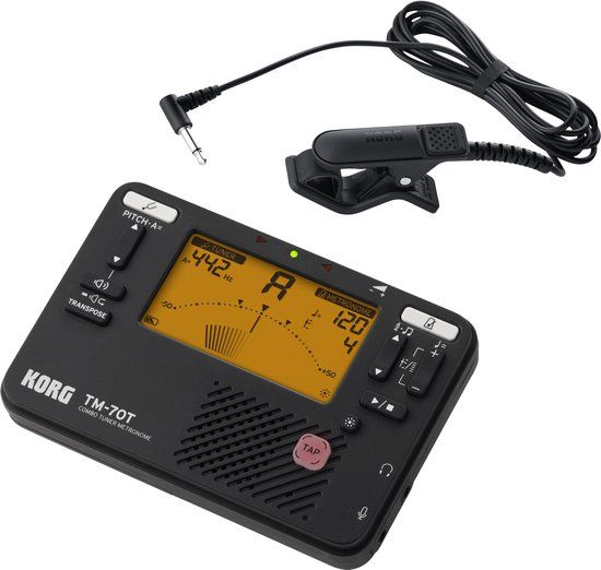 Korg TM-70T C BK Combo Tuner Metronome + Contact Microphone - Chromatisch stemapparaat