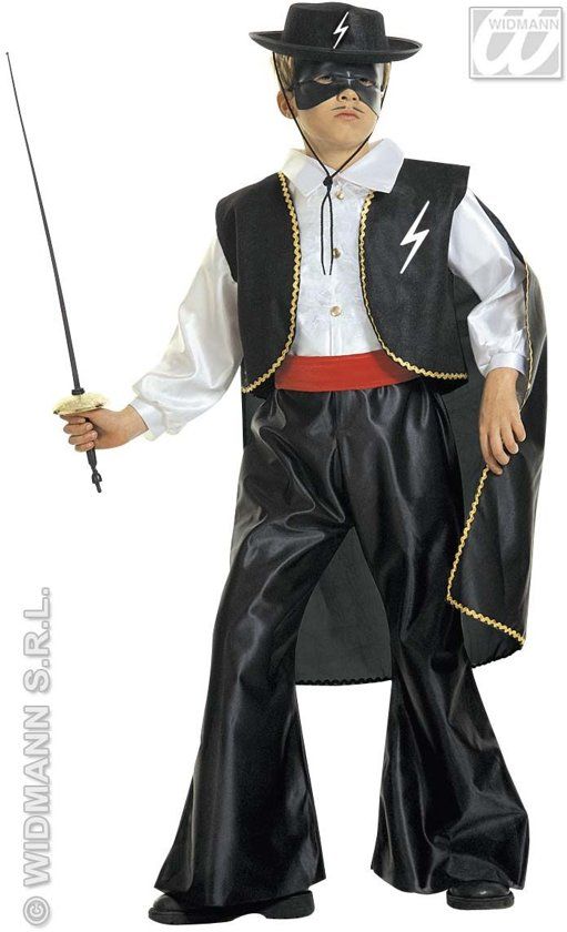 Widmann Zorro Kostuum Zwarte Ruiter Bandido Kostuum Jongen Maat 128 Carnaval kostuum Verkleedkleding