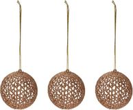 Koopman International Boules de Noël aspect rotin - 10x - plastique - Paillettes dorées - Dia 9 cm - Décoration de sapin de Noël or