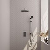 Brauer Gunmetal Edition Thermostatische Regendoucheset Inbouw - Hoofddouche 30 cm - Gebogen Wandarm - 3 Weg - Handdouche 3 Standen - Doucheslang - Geintegreerde Glijstang - Gunmetal