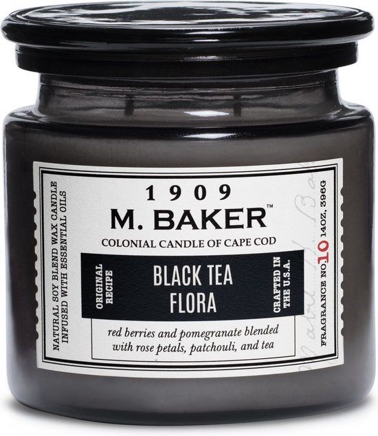 Colonial Candle M. Baker Black Tea Flora Geurkaars - Grijs