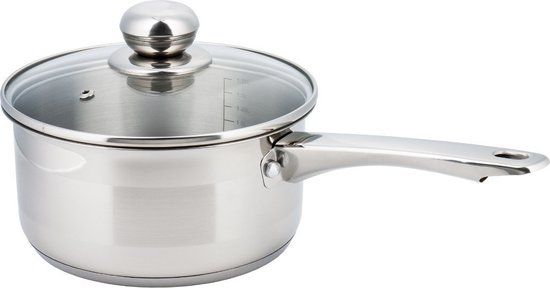KINGHOFF Steelpan - 16 cm - RVS - Met Deksel - Geschikt voor Alle Warmtebronnen - 1.5L