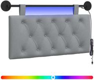 vidaXL Hangend hoofdbord Met LED-verlichting Lichtgrijs Stof