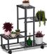 Merkloos Relaxdays plantenstandaard met wielen - metaal - 4 etages - zwart