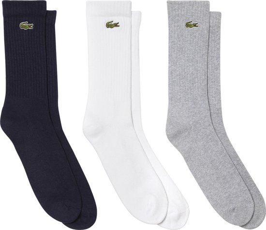Lacoste Sportsokken Heren 39-42 - Grijs/Wit/Blauw (3 paar)