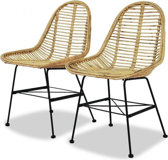 vidaXL Eetkamerstoelen 2 stuks natuurlijk rattan