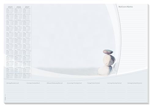 SIGEL HO370 papieren bureauonderlegger, ca. DIN A2, met 3-jarige kalender 2024-2026 en weekplanning, 30 vellen, veganistisch, van duurzaam papier