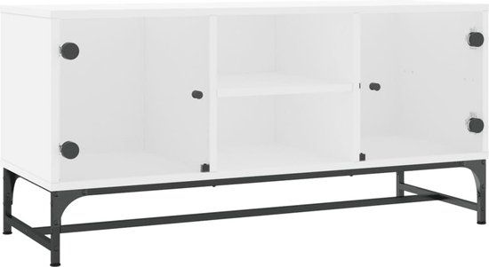 vidaXL Tv-meubel met glazen deuren 102x37x50 cm wit