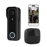 Trust Trust Video Deurbel Camera 3MP 2K HD met Draadloze Gong, 2-Weg-Audio, Nachtzicht, Slimme Videodeurtelefoon Wi-Fi Inclusief Chime, Draadloos of Bedraad Gebruik, Waterdicht, Zwart