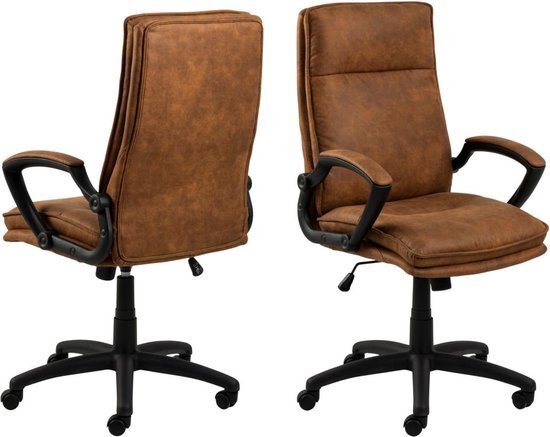 AC Design Furniture Dorian Bureaustoel - Stof Camel - Zwart Onderstel Met Wielen
